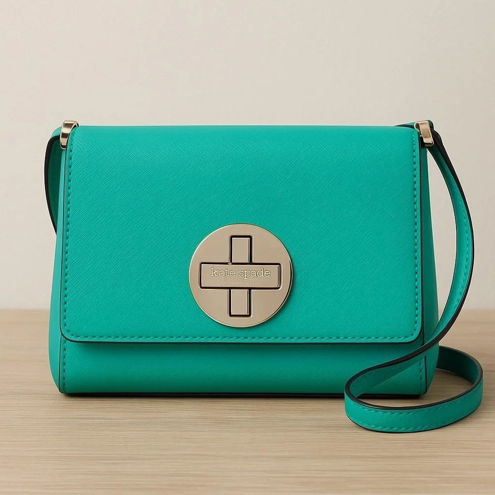 ✨ Kate Spade New York Turquoise Crossbody Bag – Gorgeous Turn-Lock Closure